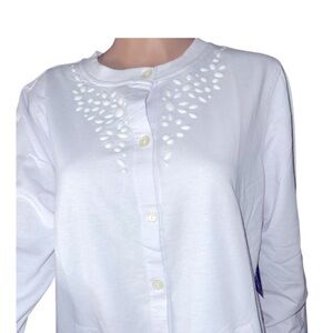 KIM ROGERS PETITE BUTTON DOWN CARDIGAN WOMENS WHITE COLOR LONG SLEEVE SIZE P XL